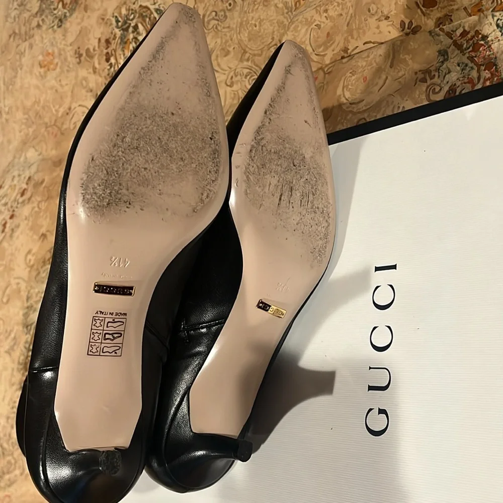 Gucci Kitten heel ankle boots Black womens 41-1/2 almost new!!!! authentic - Picture 9 of 10